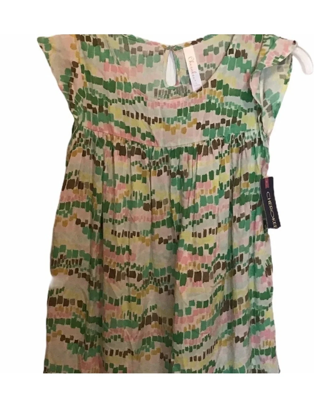 Cherokee Green and Pink Patterned Casual Kids Dress